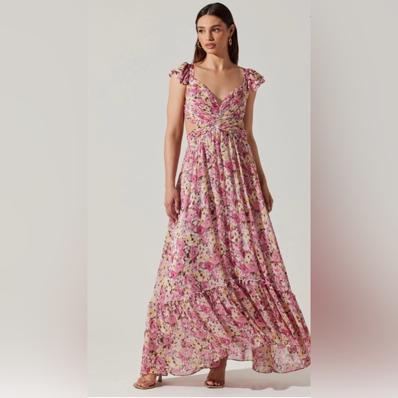 New ASTR Primrose Floral Stappy Back Maxi Dress size Small - Picture 1 of 16